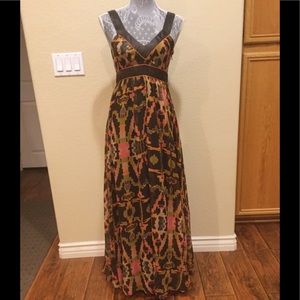French Connection poly/silk abstract maxi dress
